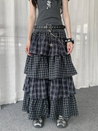 Layered Check Cake Skirt Dress OL2274