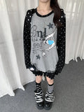 Polka Dot Music Note Layered Long Sleeve Tee oliviroa オリヴィオラ
