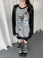 Polka Dot Music Note Layered Long Sleeve Tee oliviroa オリヴィオラ