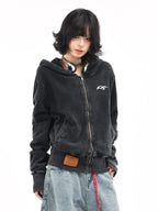 Washed Cropped Zip Hoodie   oliviroa オリヴィオラ