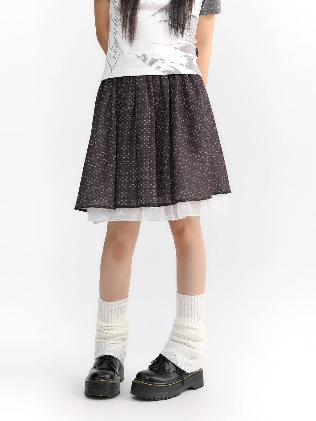 Dust Floral Lace Layered Mesh Skirt oliviroa オリヴィオラ