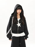 Vintage Polka Dot Cropped Hoodie   oliviroa オリヴィオラ