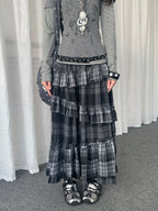 Asymmetrical Plaid Ruffle Skirt OL2437