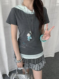 Faux Layered Polka Dot Slim Tee oliviroa オリヴィオラ