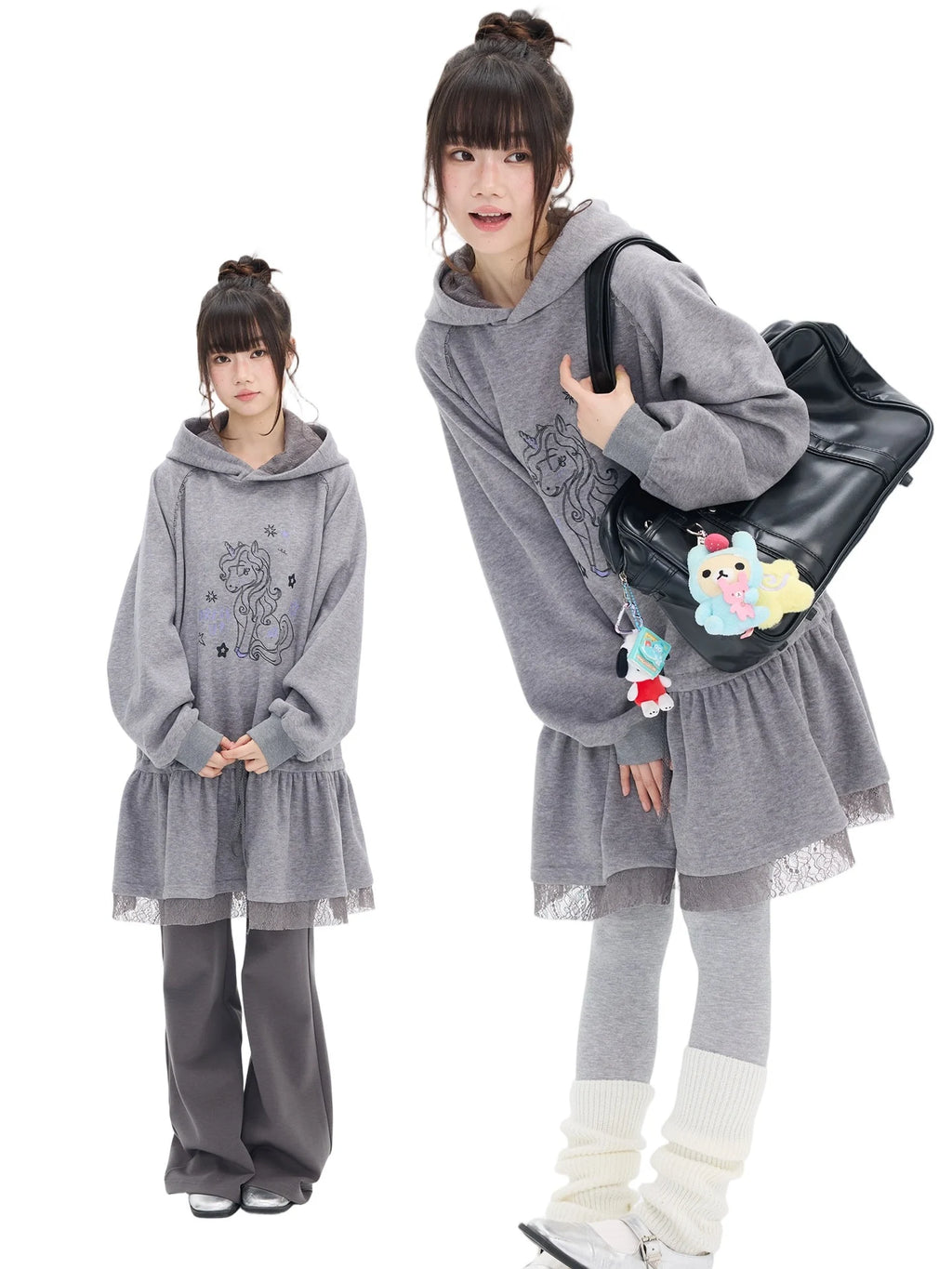 Pony Graphic Long Hooded Sweatshirt Dress oliviroa オリヴィオラ