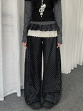 Polka Dot Detachable Skirt Denim Pants oliviroa オリヴィオラ