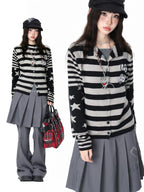 Star Stripe Patchwork Knit Cardigan oliviroa オリヴィオラ