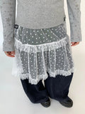 Snow Lace Dot Ruffle Layered Skirt oliviroa オリヴィオラ