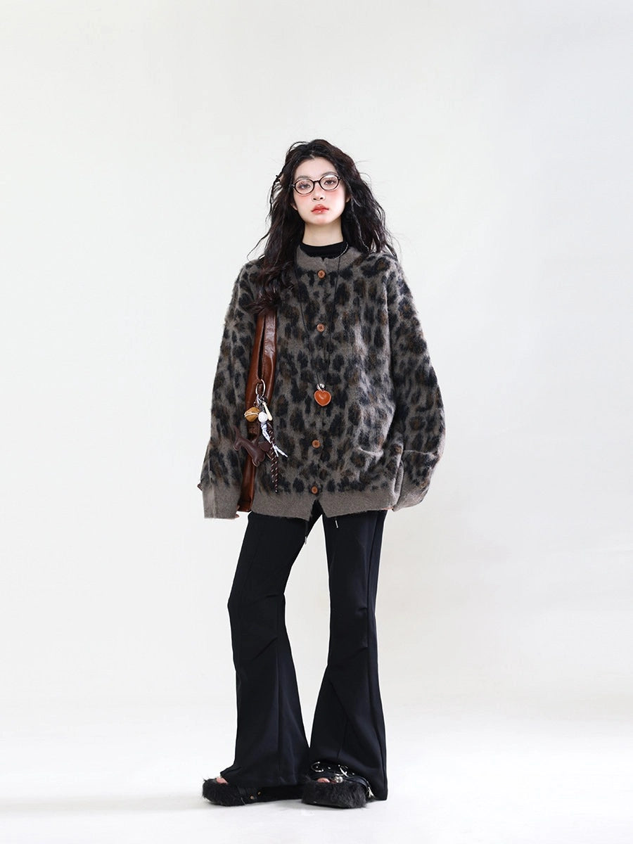 Leopard Print Oversized Cardigan   OL2232