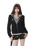 Vintage Star Stripe Layered Hoodie Zip Jacket oliviroa オリヴィオラ