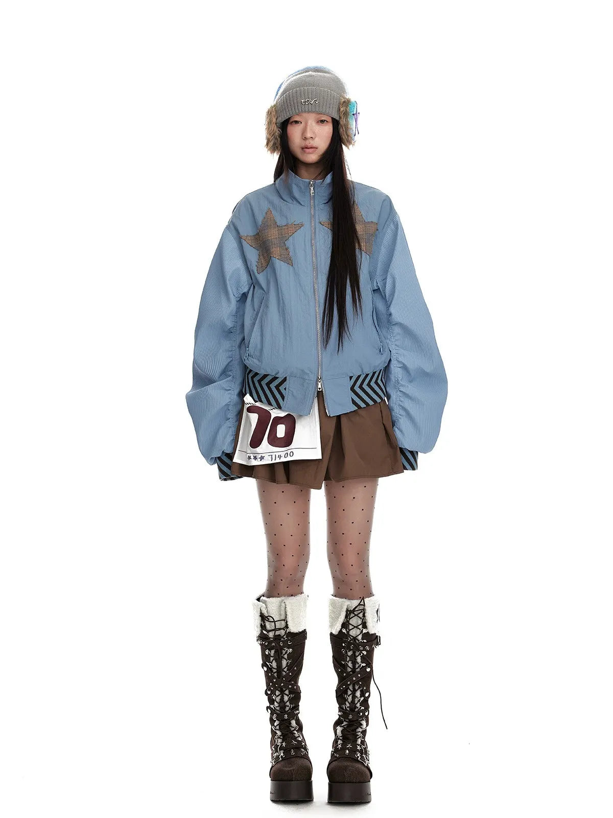 Minimal Stand Collar Double Zip Jacket OL2266