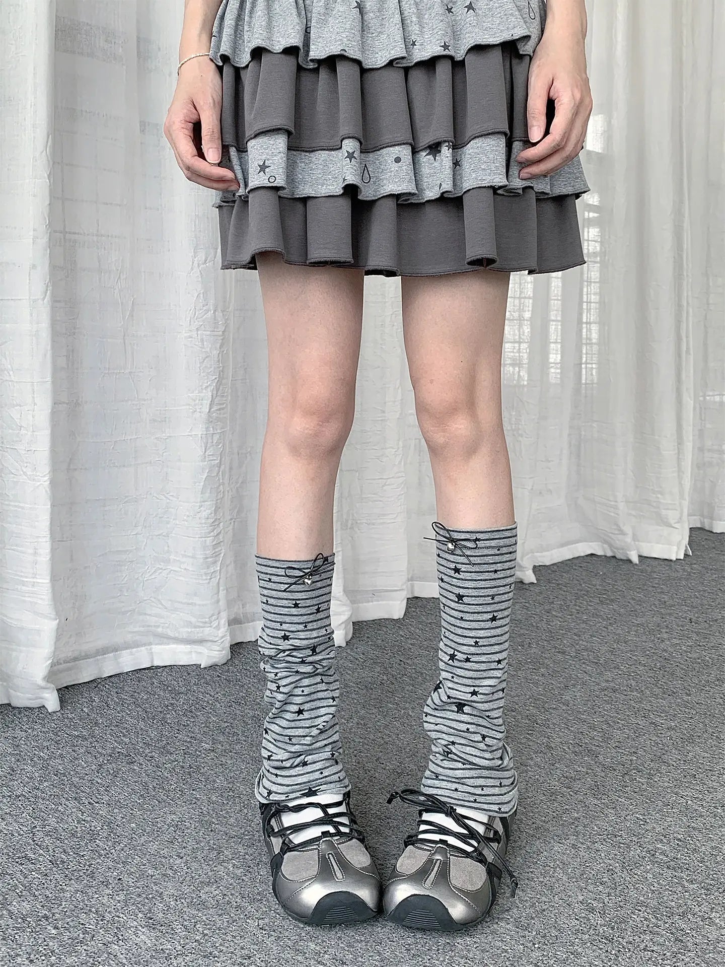Star Stripe Leg Warmers oliviroa オリヴィオラ