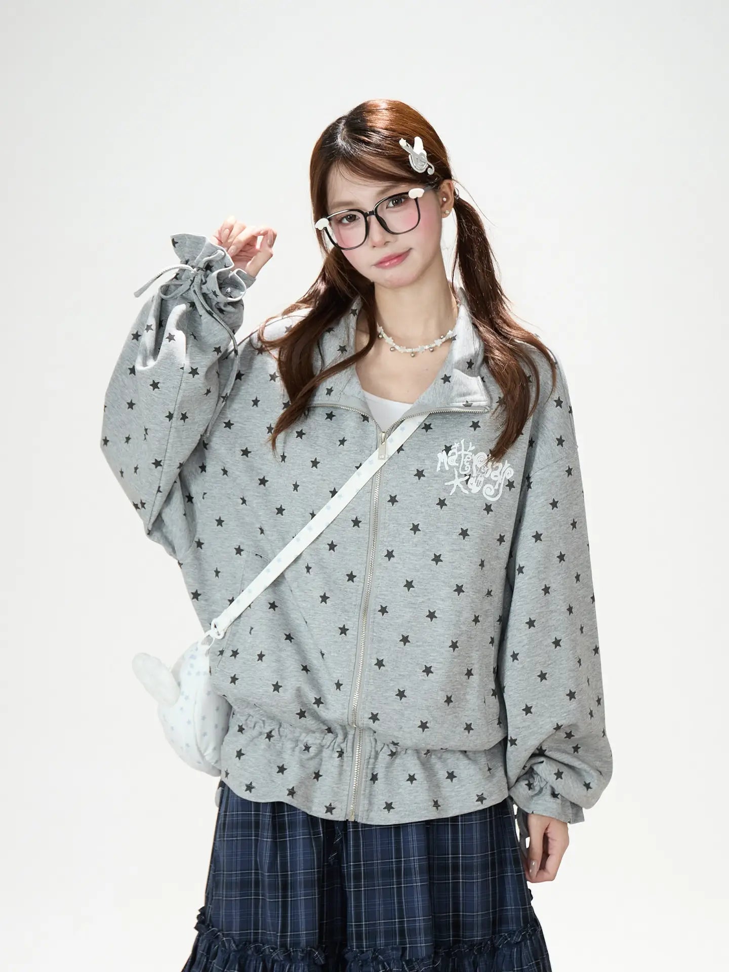 Star Print Zip Up Hoodie oliviroa オリヴィオラ