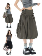 Studded Rhinestone Tie Bubble Skirt OL2410