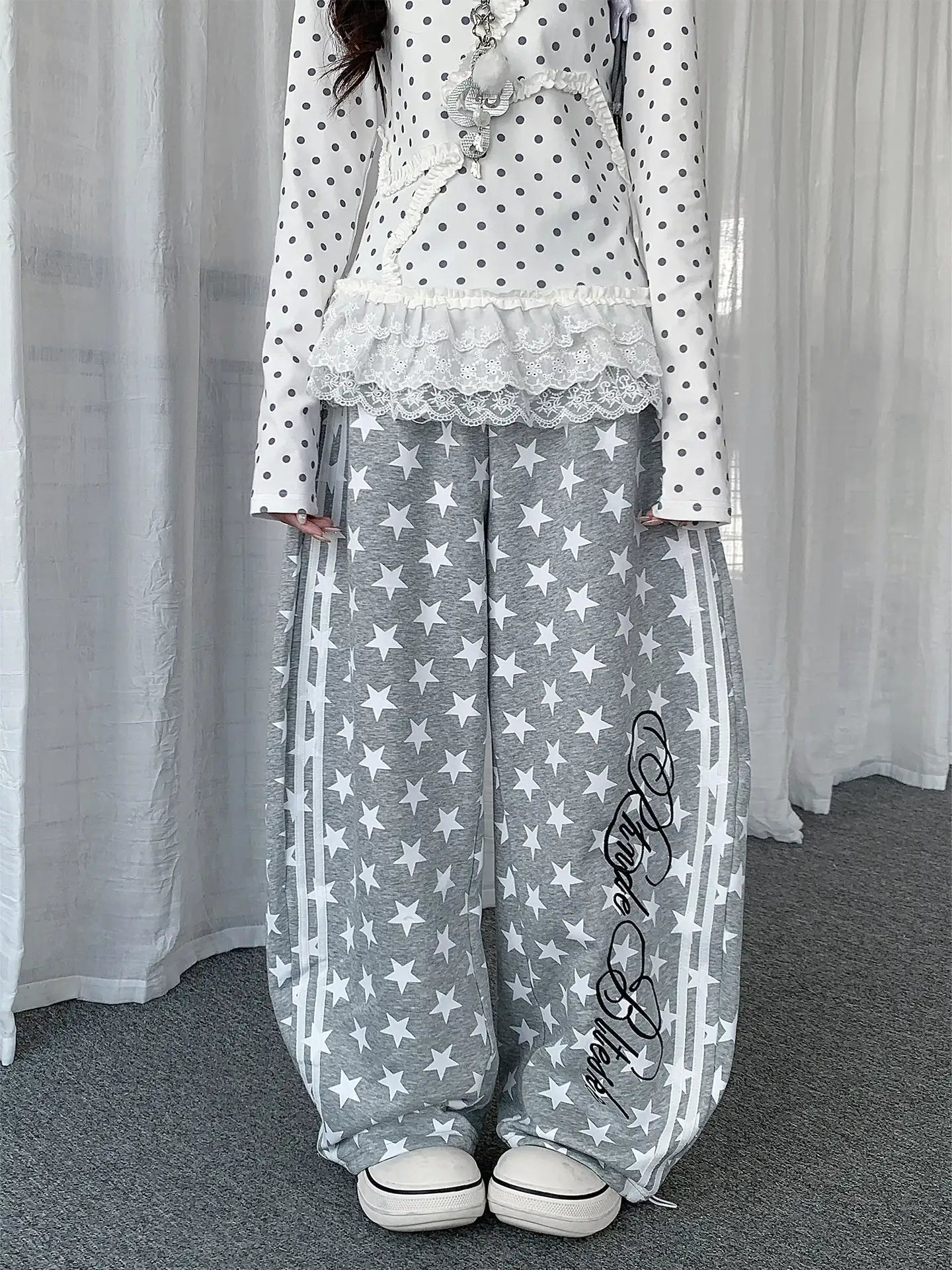 Allover Star Stripe Barrel Sweatpants oliviroa オリヴィオラ