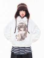 Doll Graphic Fur Trim Hoodie oliviroa オリヴィオラ