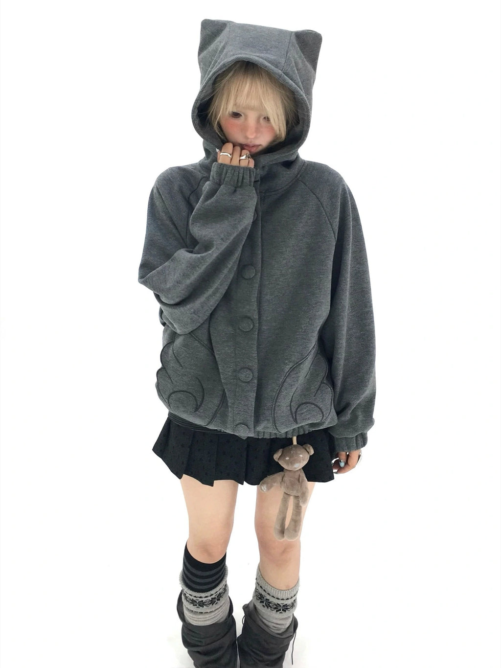 Cat Ear Wing Pocket Hooded Jacket oliviroa オリヴィオラ