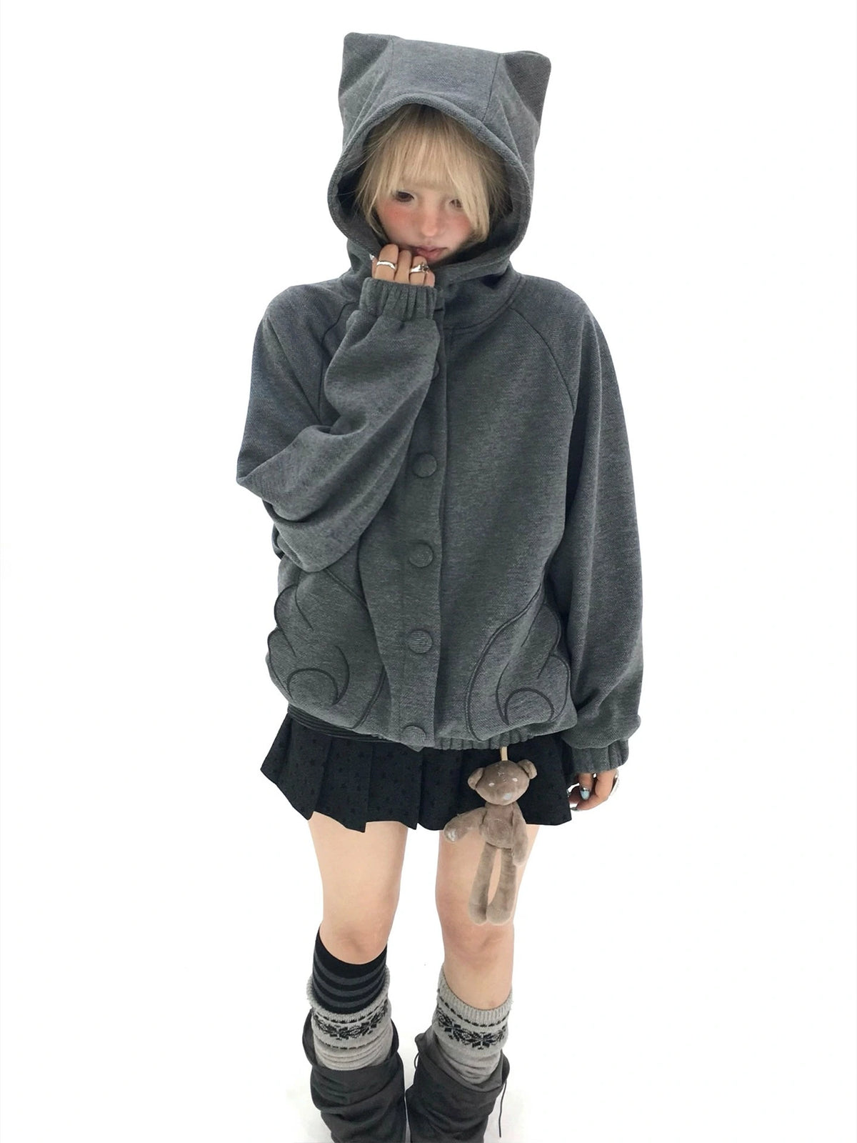 Cat Ear Wing Pocket Hooded Jacket oliviroa オリヴィオラ