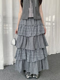 Layered Check Cake Skirt Dress  oliviroa オリヴィオラ