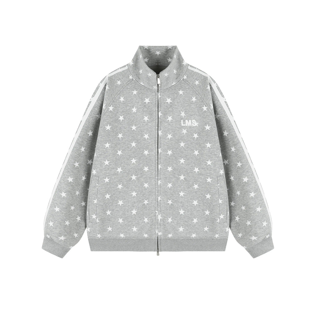 All Over Star Print Stand Collar Jacket OL2231