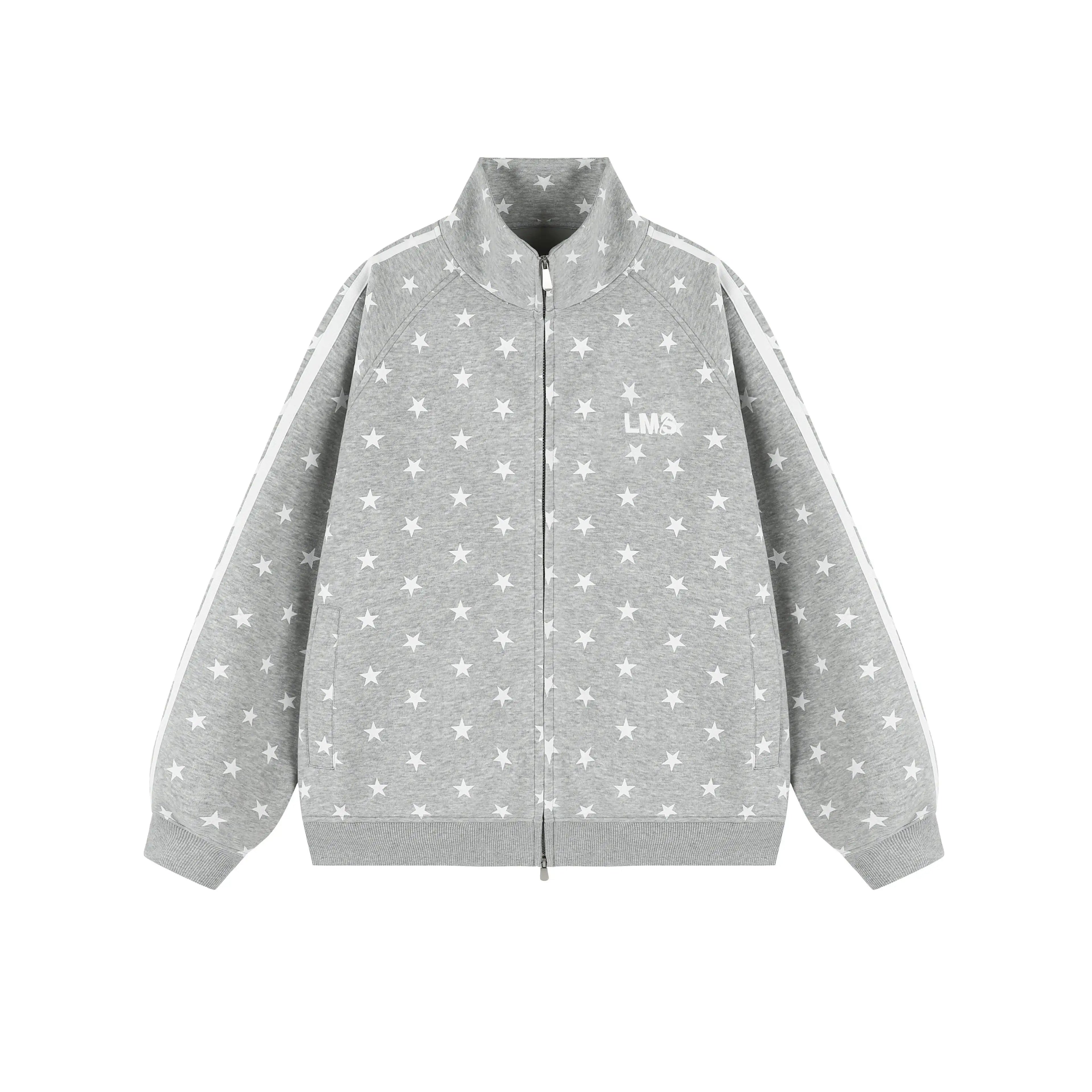 All Over Star Print Stand Collar Jacket   OL2231