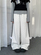 Polka Dot Stripe Wing Sweatpants   oliviroa オリヴィオラ