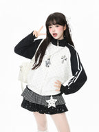 Star Embroidered Stripe Zip Up Sweatshirt OL2378