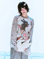 Bunny Shadow Raglan Long Sleeve Tee OL2404