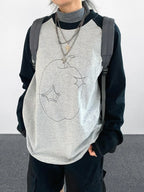 Apple Stitch Contrast Long Sleeve T Shirt oliviroa オリヴィオラ