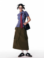 Plaid Design Short Sleeve Shirt oliviroa オリヴィオラ