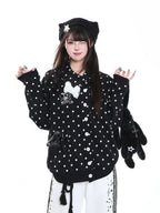 Polka Dot Bow Zip Up Hoodie OL2381