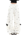 Star Print Wide Leg High Waist Relaxed Pants oliviroa オリヴィオラ