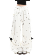 Star Print Wide Leg High Waist Relaxed Pants oliviroa オリヴィオラ