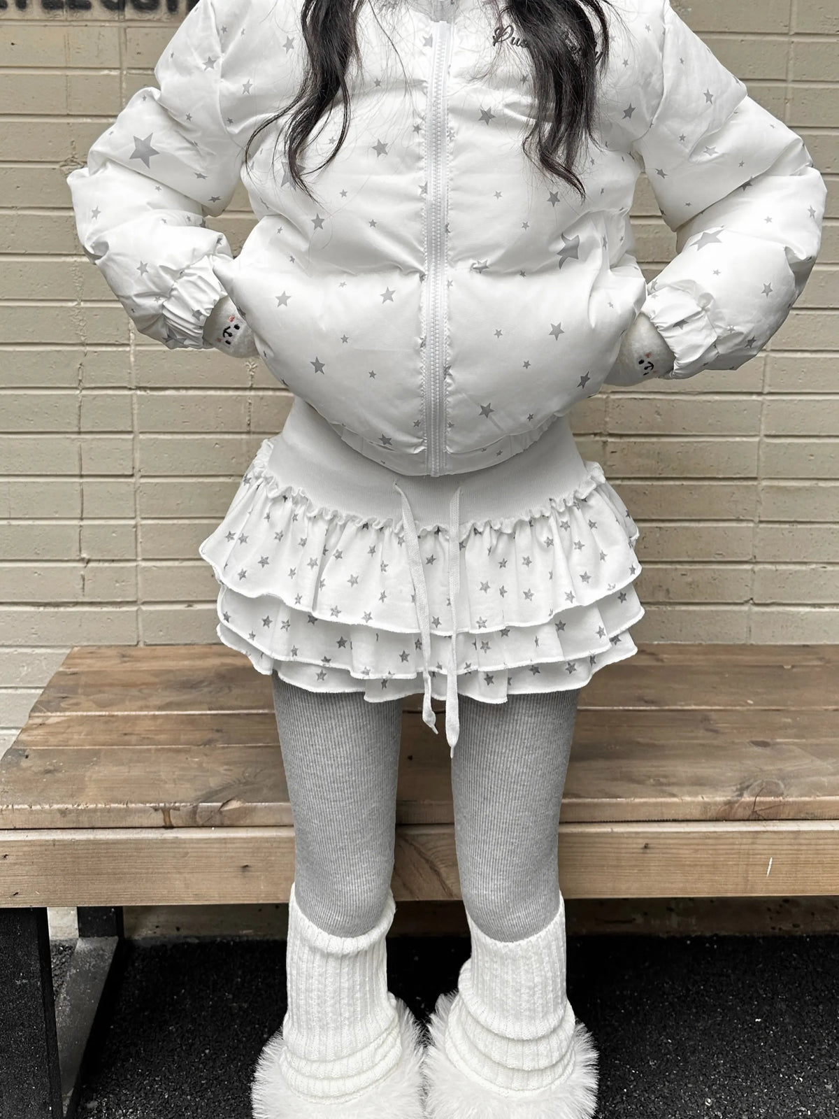 Star Print Tiered Ruffle Skort oliviroa オリヴィオラ