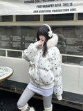 Star Embossed Detachable Fur Collar Puffer oliviroa オリヴィオラ