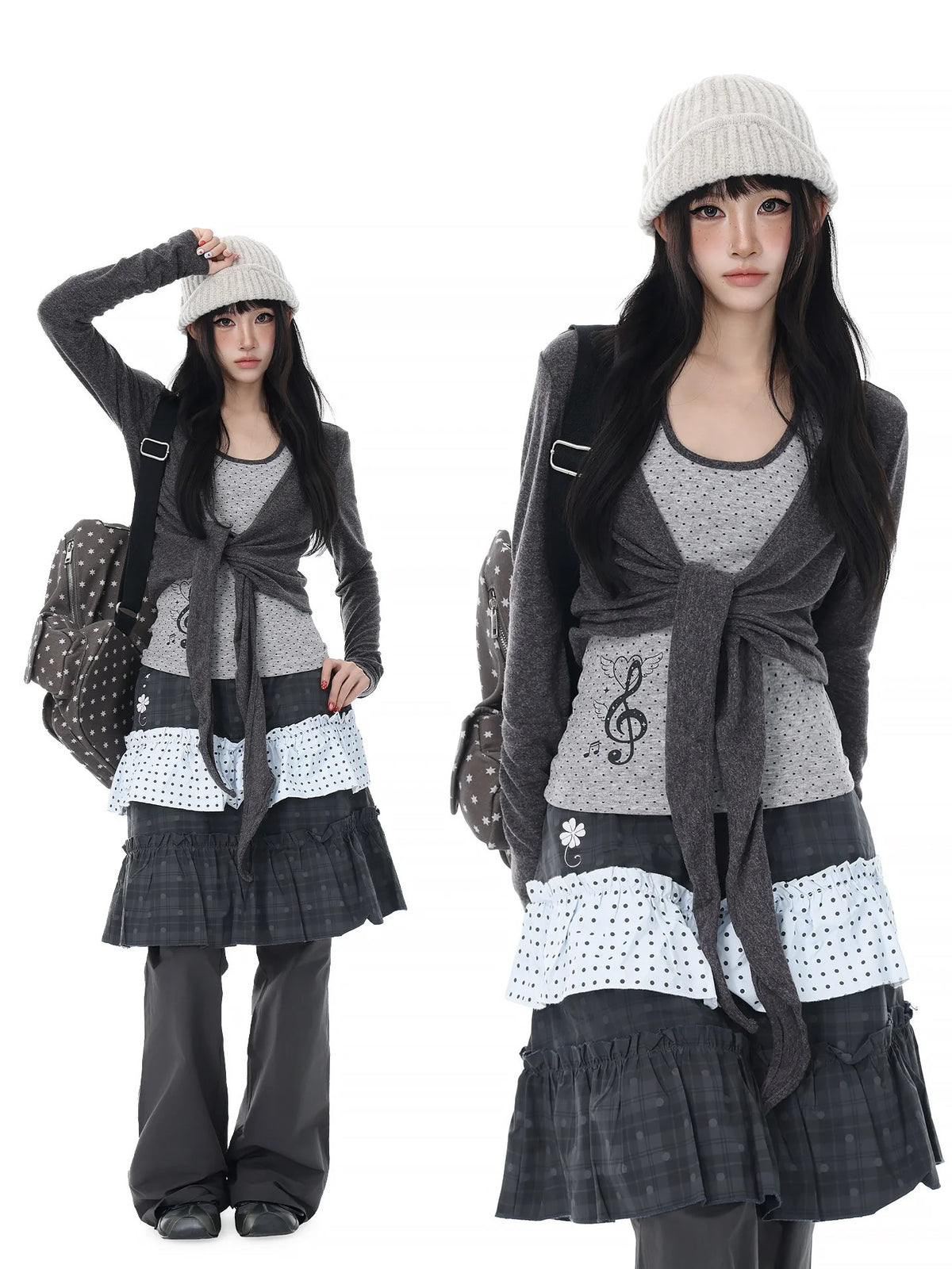 Polka Dot Halter Layered Top Set oliviroa オリヴィオラ