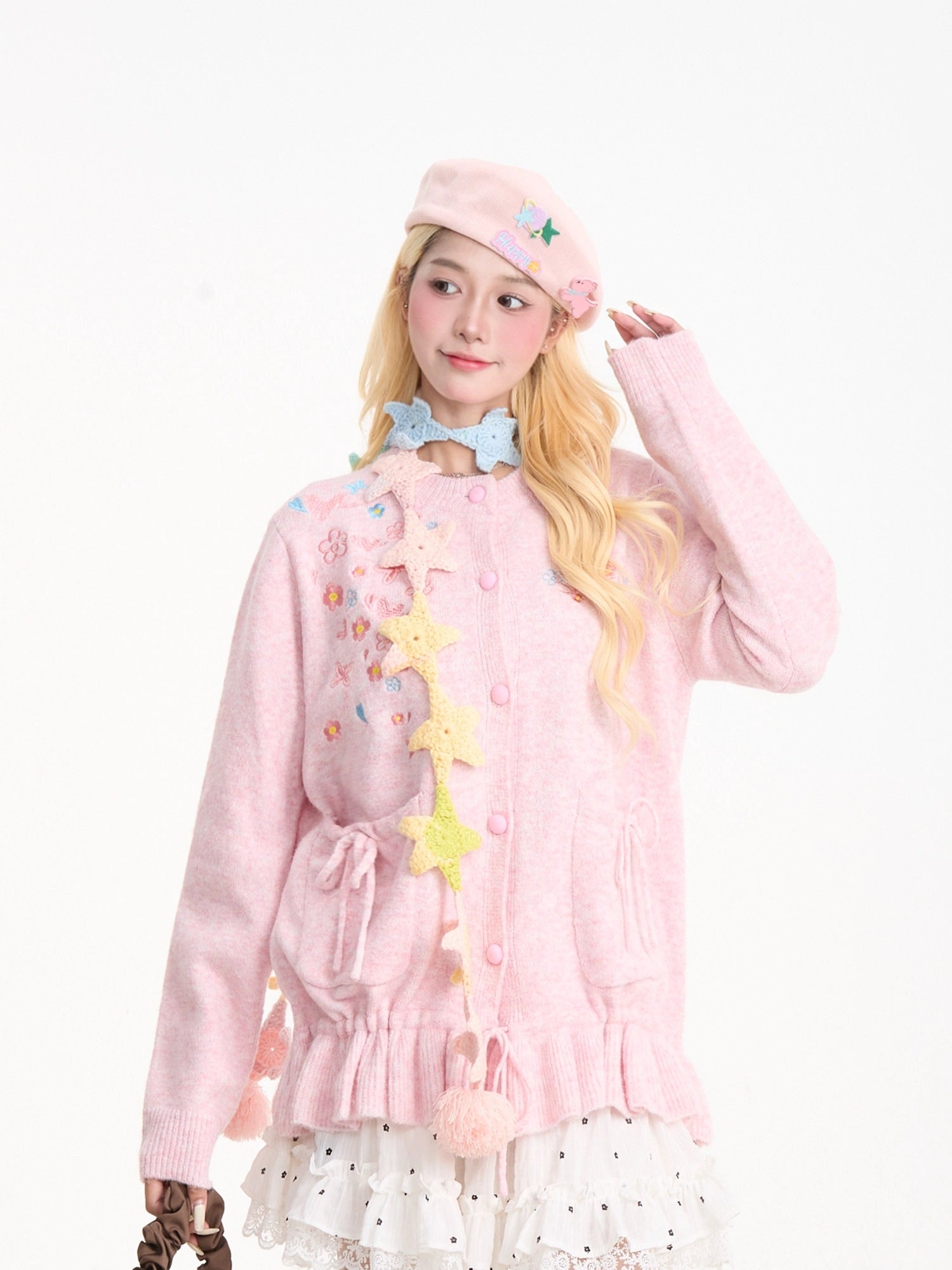 Floral Embroidery Knit Cardigan oliviroa オリヴィオラ