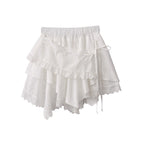 Asymmetric Embroidered Lace Mini Skirt OLA039