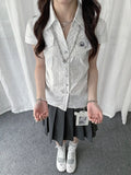 Polka Dot Stripe Slim Fit Shirt oliviroa オリヴィオラ