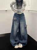 Star Patch Washed Barrel Leg Jeans oliviroa オリヴィオラ
