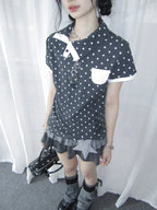 Allover Star Asymmetric Polo Tee oliviroa オリヴィオラ