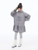Pony Graphic Long Hooded Sweatshirt Dress OL2398