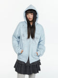 Embroidered Double Zip Oversized Hoodie oliviroa オリヴィオラ