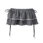 Plaid Tiered Ruffle Wrap Skirt OLA036