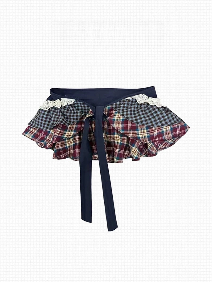 Plaid Ruffle Tiered Layering Skirt OLA047