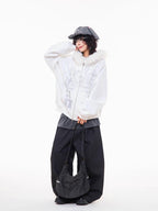 Off-White Cartoon Embroidered Faux Fur Parka