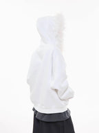 Off-White Cartoon Embroidered Faux Fur Parka