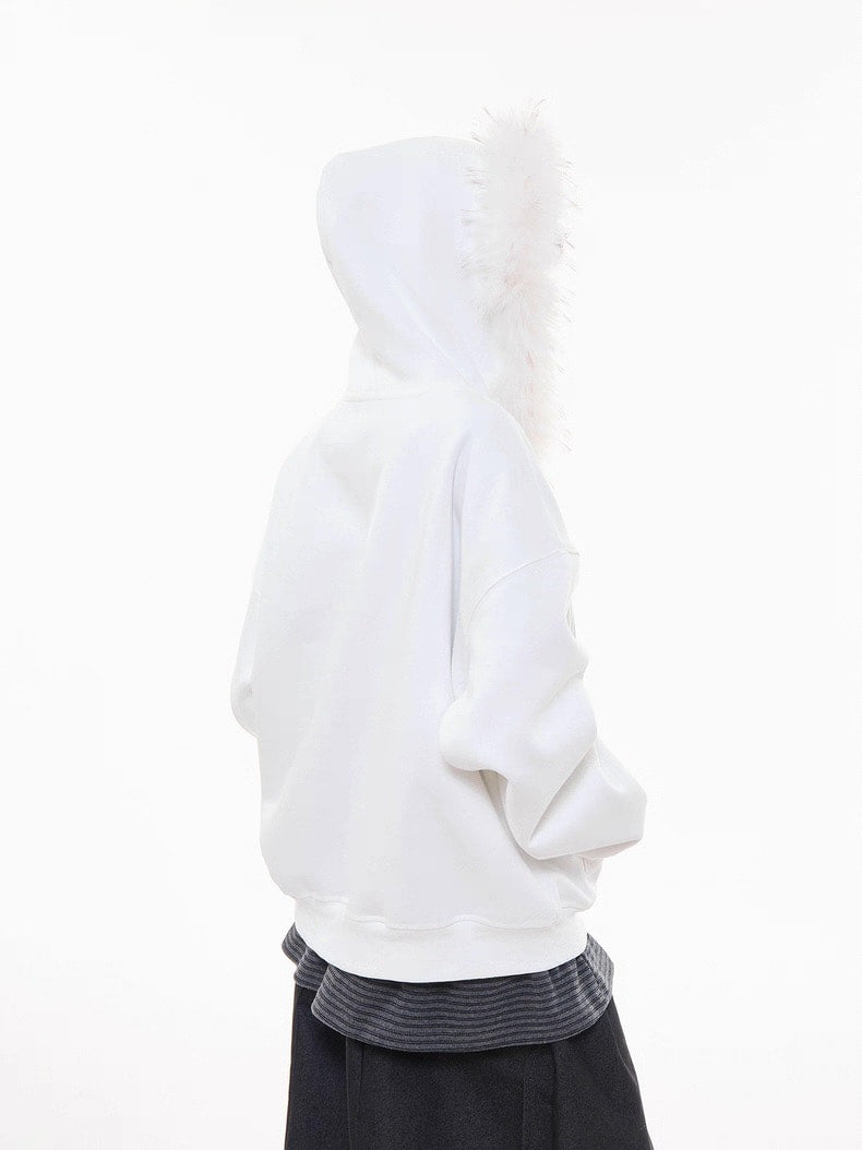 Off-White Cartoon Embroidered Faux Fur Parka