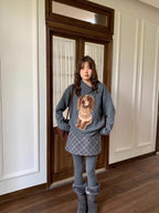 犬柄ボタンネックセーター 2WAYニット