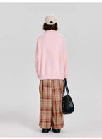 ハーフジップうさぎニットプルオーバー